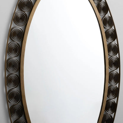 Spiro Mirror by Cyan Design in torched brass. Made from mild steel in a unique style.