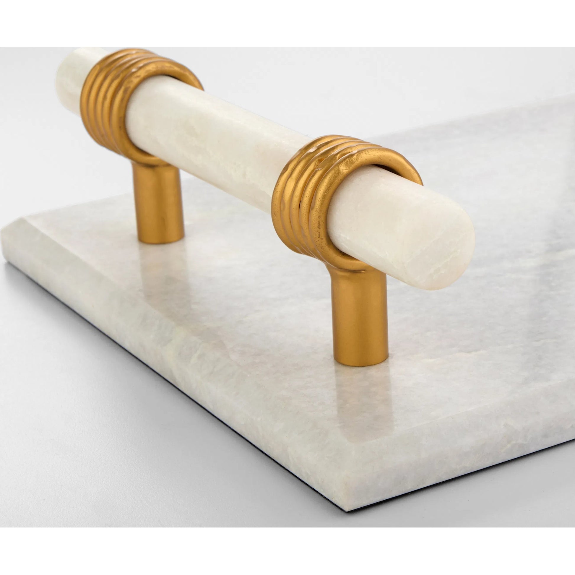 Farnese Tray by Cyan Design in white, brass. Made from marble, iron in a transitional style.