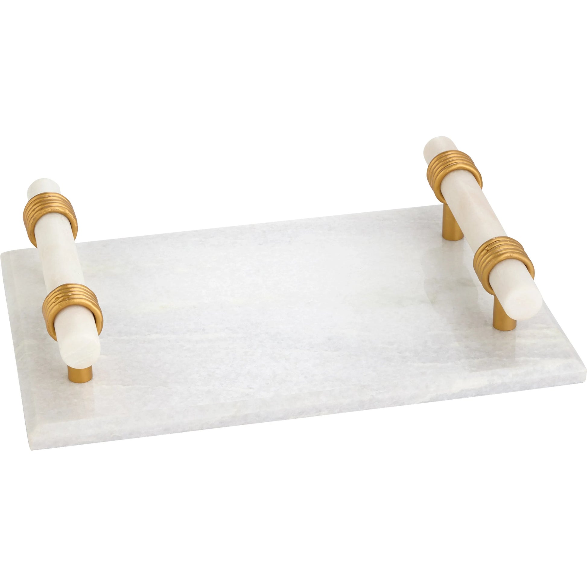 Farnese Tray by Cyan Design in white, brass. Made from marble, iron in a transitional style.
