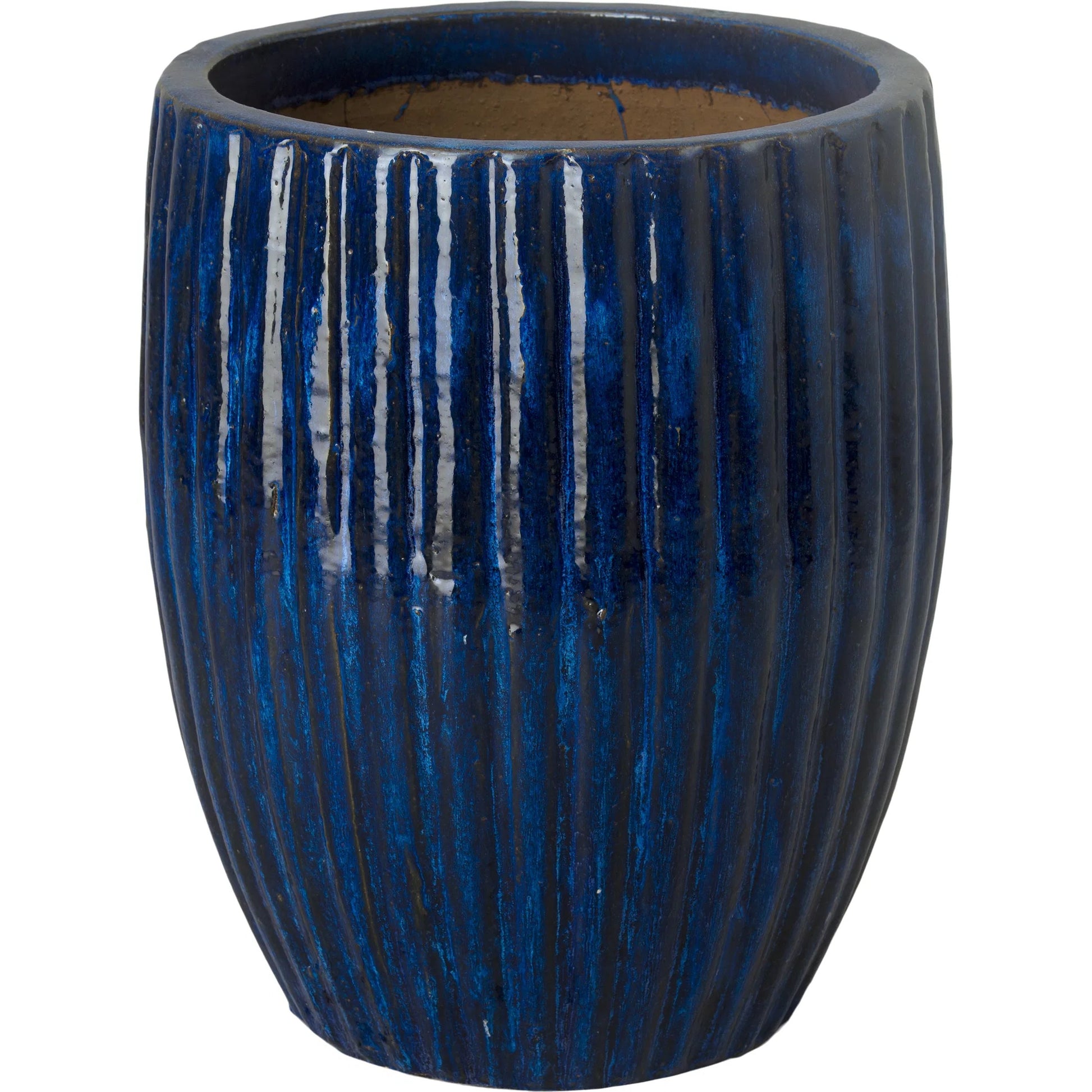 Ridges Indoor/Outdoor Planter by Emissary in glossy glaze. Made from ceramic in a unique style.