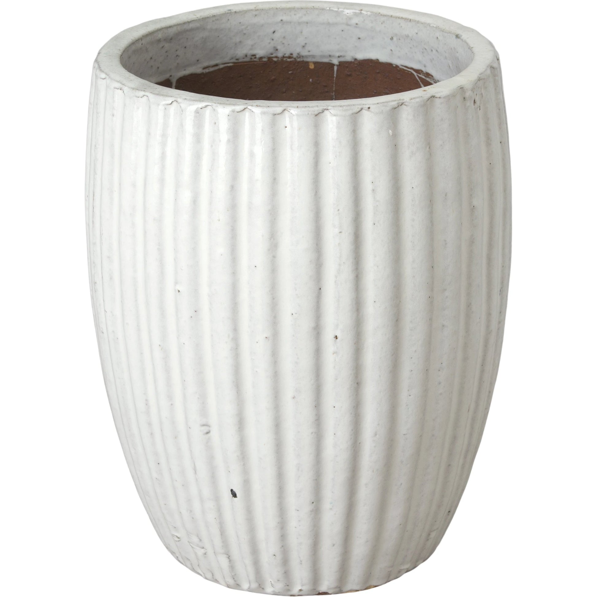 Ridges Planter by Emissary in glossy glaze. Made from ceramic in a modern style.