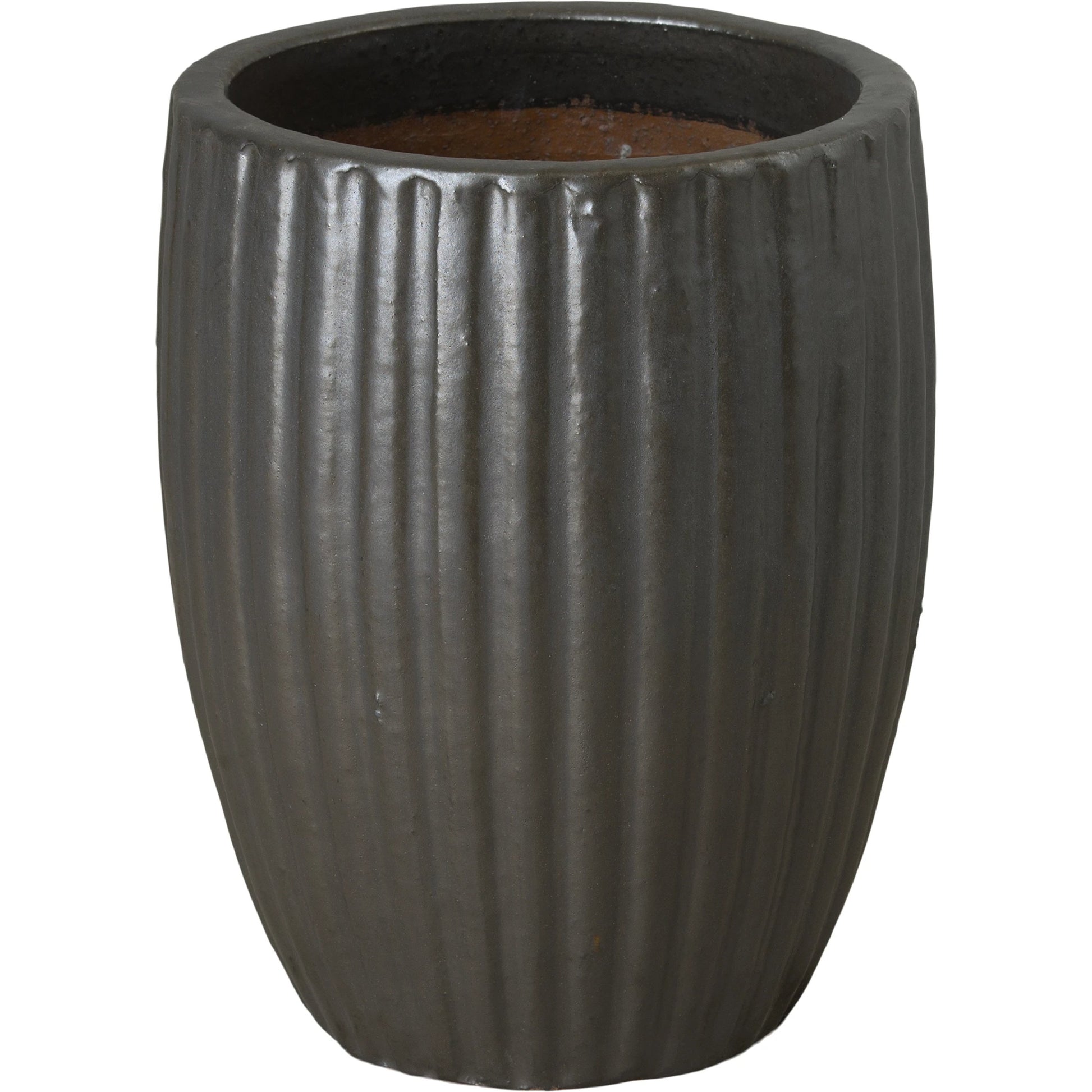 Ridges Planter by Emissary in glossy glaze. Made from ceramic in a modern style.