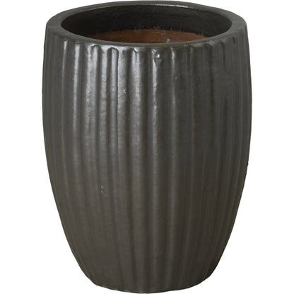 Ridges Planter by Emissary in glossy glaze. Made from ceramic in a modern style.