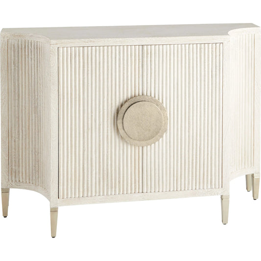 Estriada Two-Door Cabinet by Cyan Design in off white. Made from mango wood, white metal in a unique style.