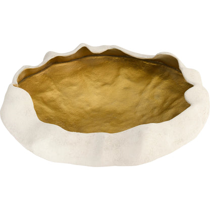 Selene Low Bowl by Cyan Design in white, gold. Made from cast aluminum in a modern style.