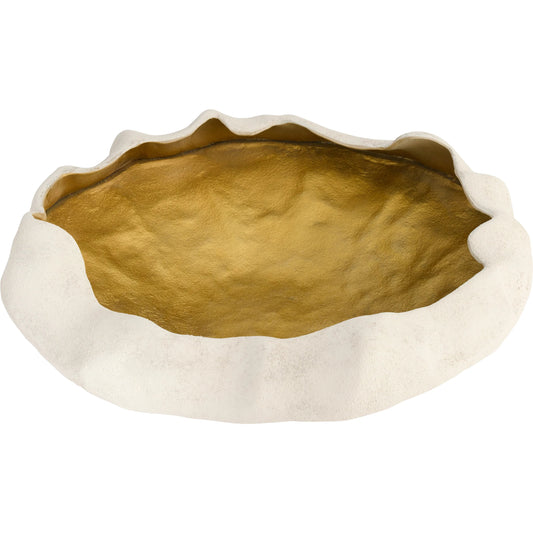 Selene Low Bowl by Cyan Design in white, gold. Made from cast aluminum in a unique style.