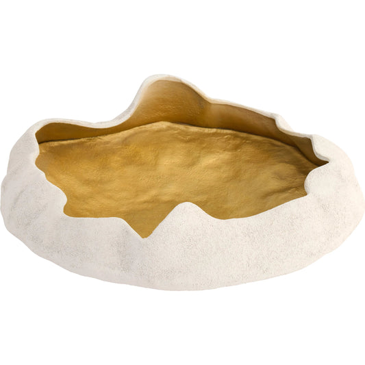 Selene Low Bowl by Cyan Design in white, gold. Made from cast aluminum in a unique style.