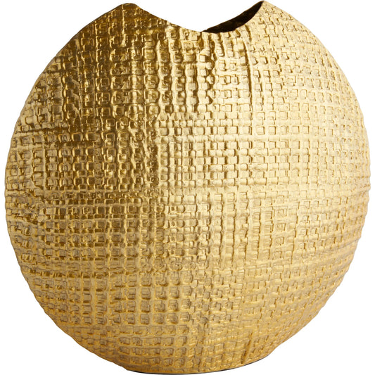 Artemios Round Vase by Cyan Design in gold. Made from cast aluminum in a unique style.