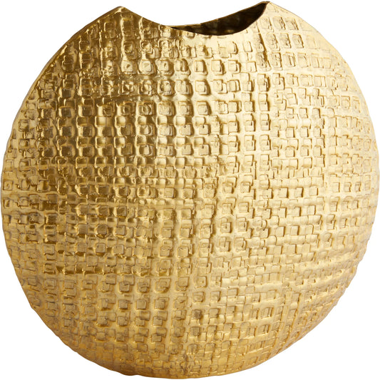 Artemios Round Vase by Cyan Design in gold. Made from cast aluminum in a unique style.