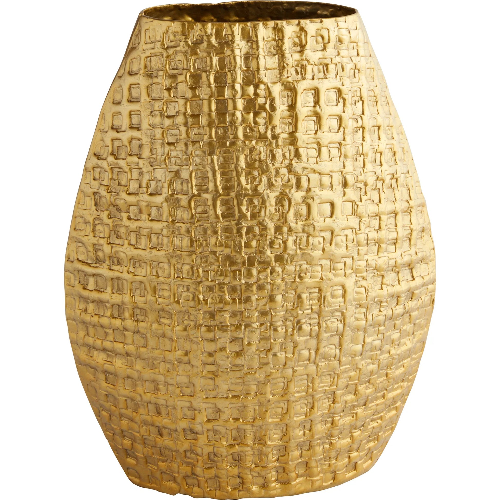 Artemios Oval Vase by Cyan Design in gold. Made from cast aluminum in a modern style.
