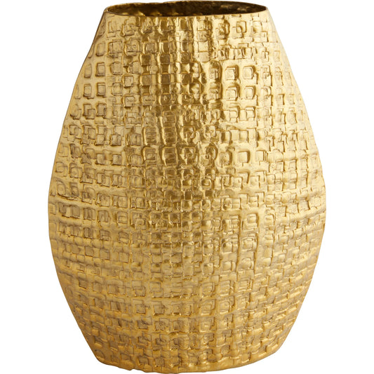 Artemios Oval Vase by Cyan Design in gold. Made from cast aluminum in a unique style.