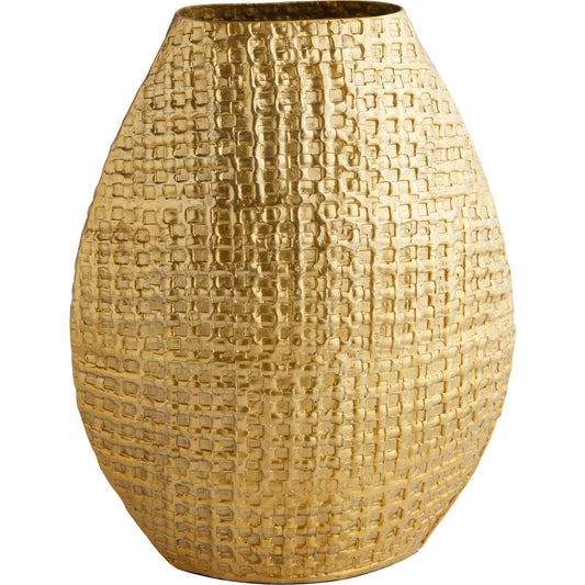 Artemios Oval Vase by Cyan Design in gold. Made from cast aluminum in a unique style.