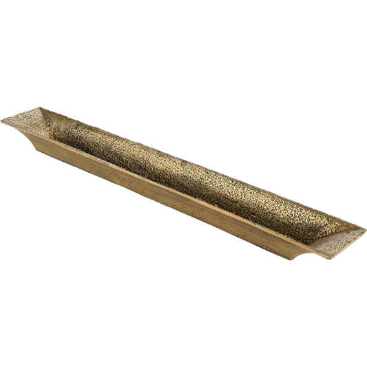 Hessian Tray by Cyan Design in antique brass. Made from cast aluminum in a unique style.