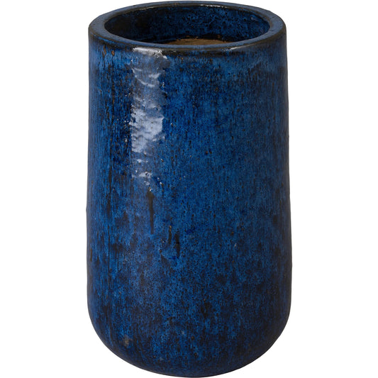 Straight Indoor/Outdoor Round Pot by Emissary in blue and glossy glaze. Made from ceramic in a unique style.