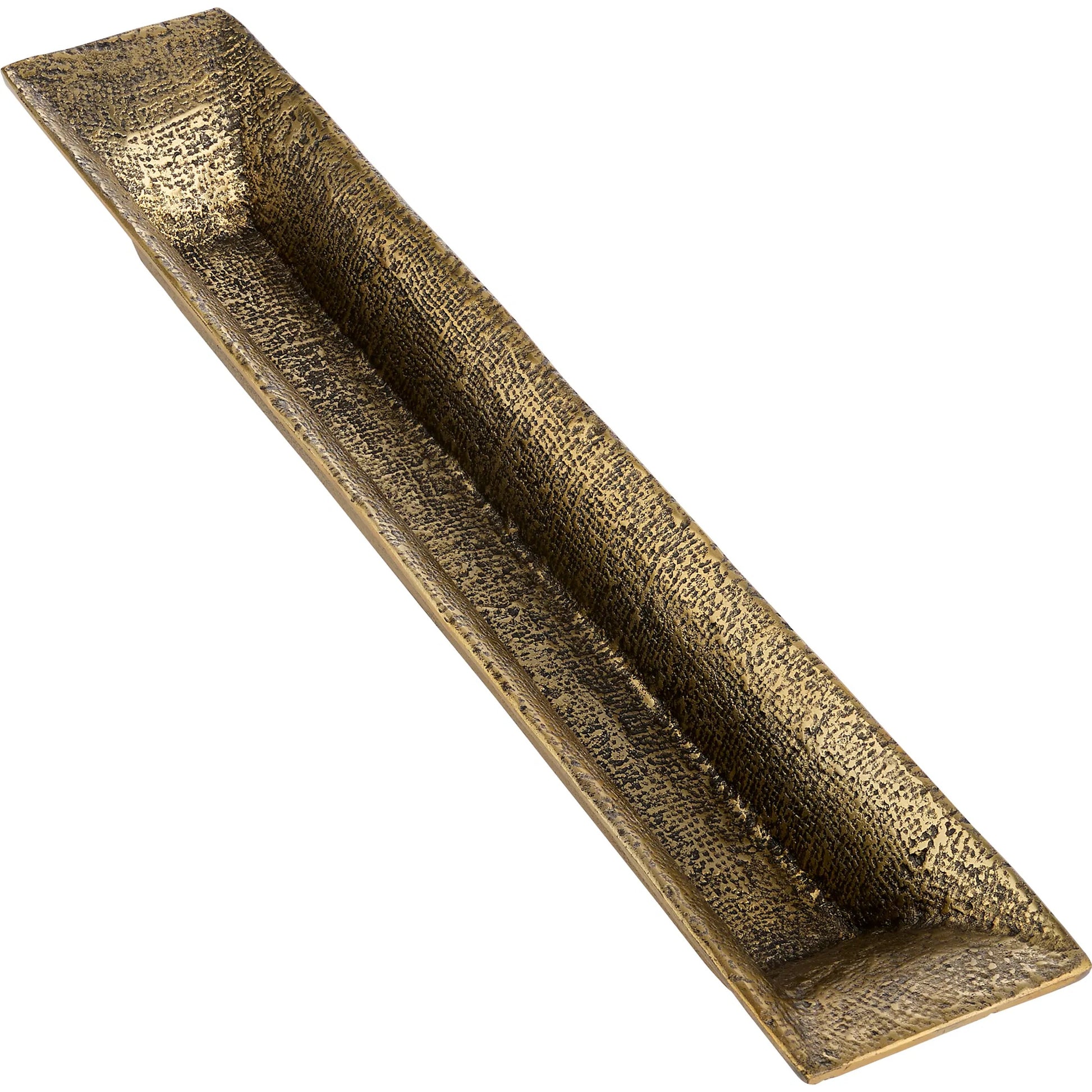 Hessian Tray by Cyan Design in antique brass. Made from cast aluminum in a modern style.