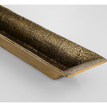 Hessian Tray by Cyan Design in antique brass. Made from cast aluminum in a modern style.