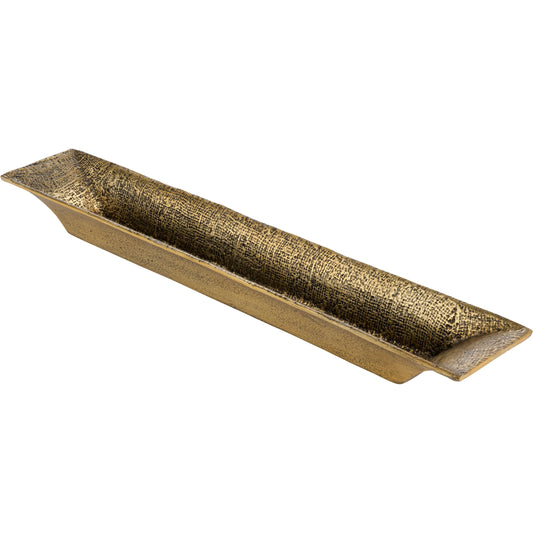 Hessian Tray by Cyan Design in antique brass. Made from cast aluminum in a unique style.