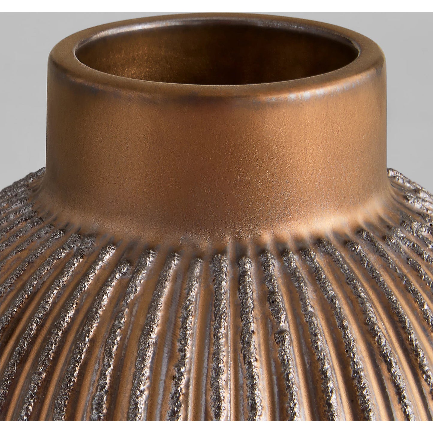008 SI-2328785 | Closeup | Starship Vase by Cyan Design in bronze. Made from ceramic in a rustic style.