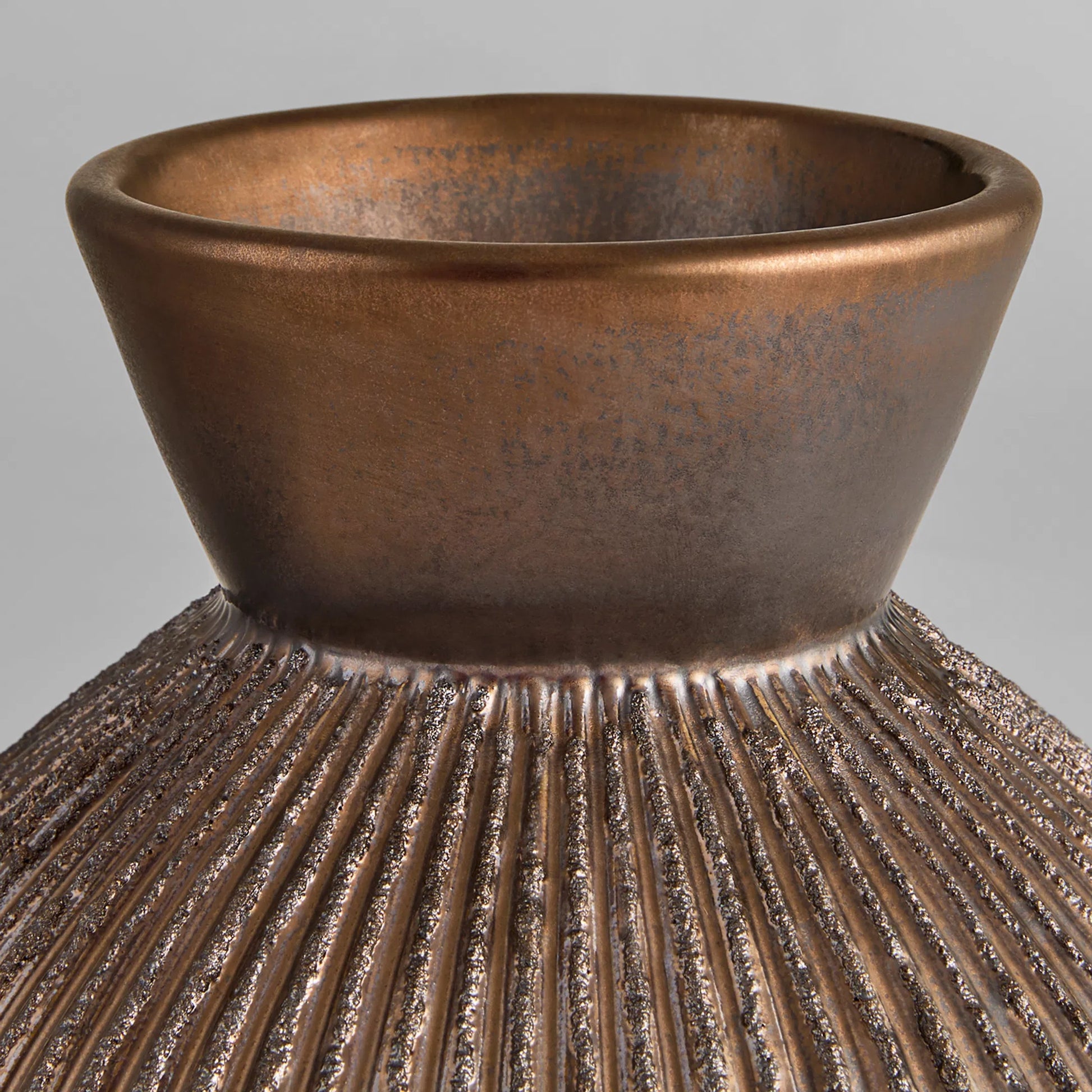 Starship Vase by Cyan Design in bronze. Made from ceramic in a rustic style.