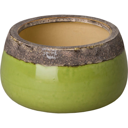 Shallow Indoor/Outdoor Planter by Emissary in reef, lime and semi-glossy glaze. Made from ceramic in a unique style.