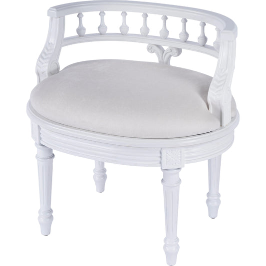 Hathaway Vanity Seat by Butler Specialty Company. Made from poplar wood solids, mdf, urethane foam, cotton fabric in a traditional style.