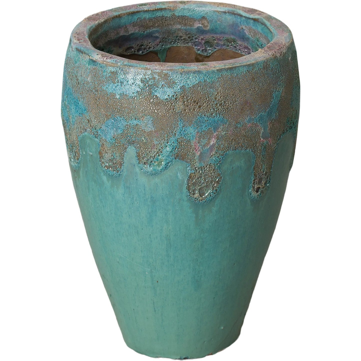 000 SI-2630484 | Primary Silo | Round Indoor/Outdoor Pot Blue by Emissary in reef, teal and semi-glossy glaze. Made from ceramic in a unique style.