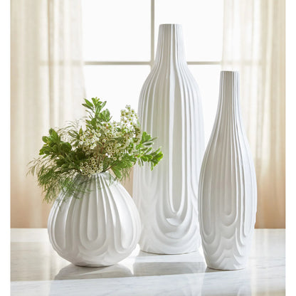 Nigel Vase by Cyan Design in white. Made from ceramic in a modern style.