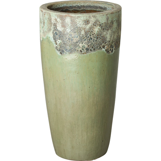 Round Indoor/Outdoor Pot Reef Spa by Emissary in reef, spa blue and semi-glossy glaze. Made from ceramic in a unique style.