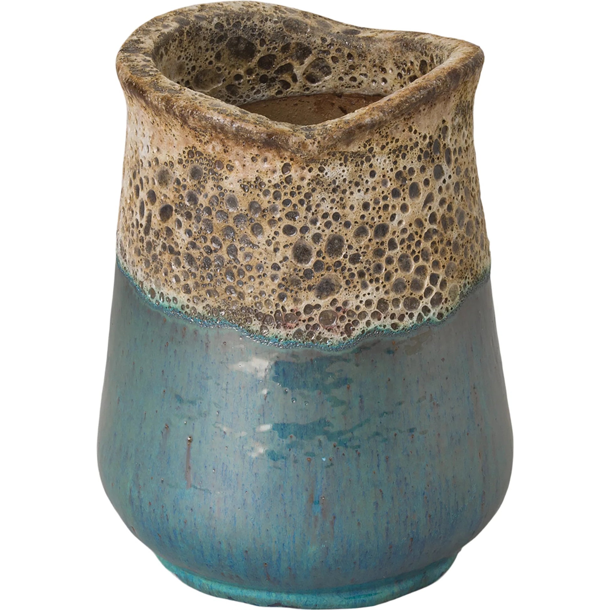 Sack Indoor/Outdoor Planter by Emissary in reef, teal and semi-glossy glaze. Made from ceramic in a unique style.