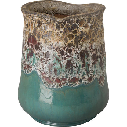 Sack Indoor/Outdoor Planter by Emissary in reef, teal and semi-glossy glaze. Made from ceramic in a unique style.