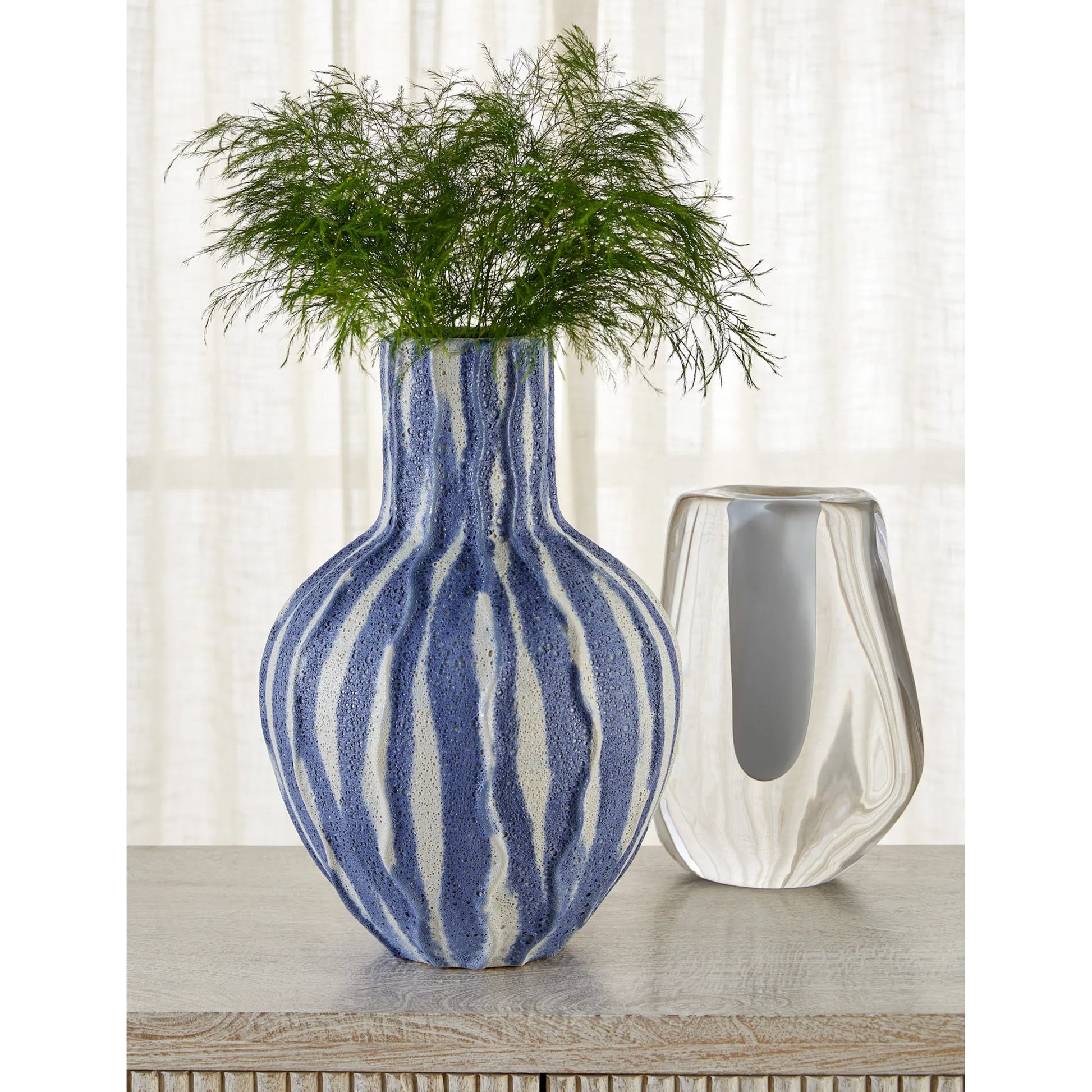 Ripple Vase by Cyan Design in chalk white, blue. Made from ceramic in a eclectic & global style.