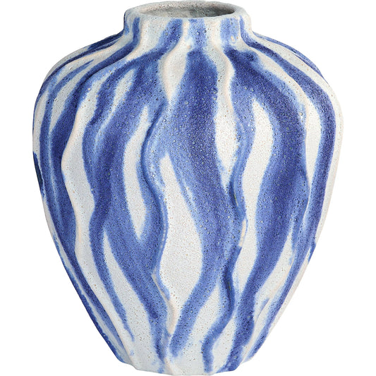 Ripple Vase by Cyan Design in chalk white, blue. Made from ceramic in a unique style.