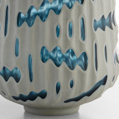 Strata Vase by Cyan Design in white, blue. Made from cased glass in a eclectic & global style.