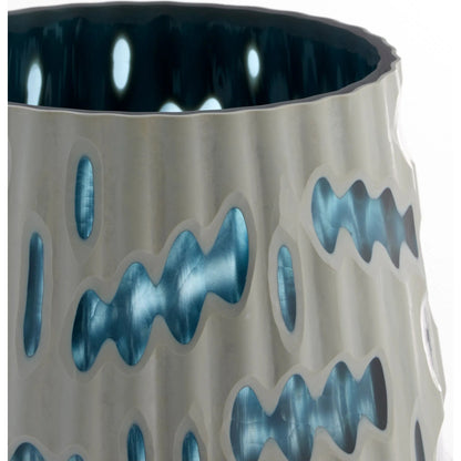 Strata Vase by Cyan Design in white, blue. Made from cased glass in a eclectic & global style.