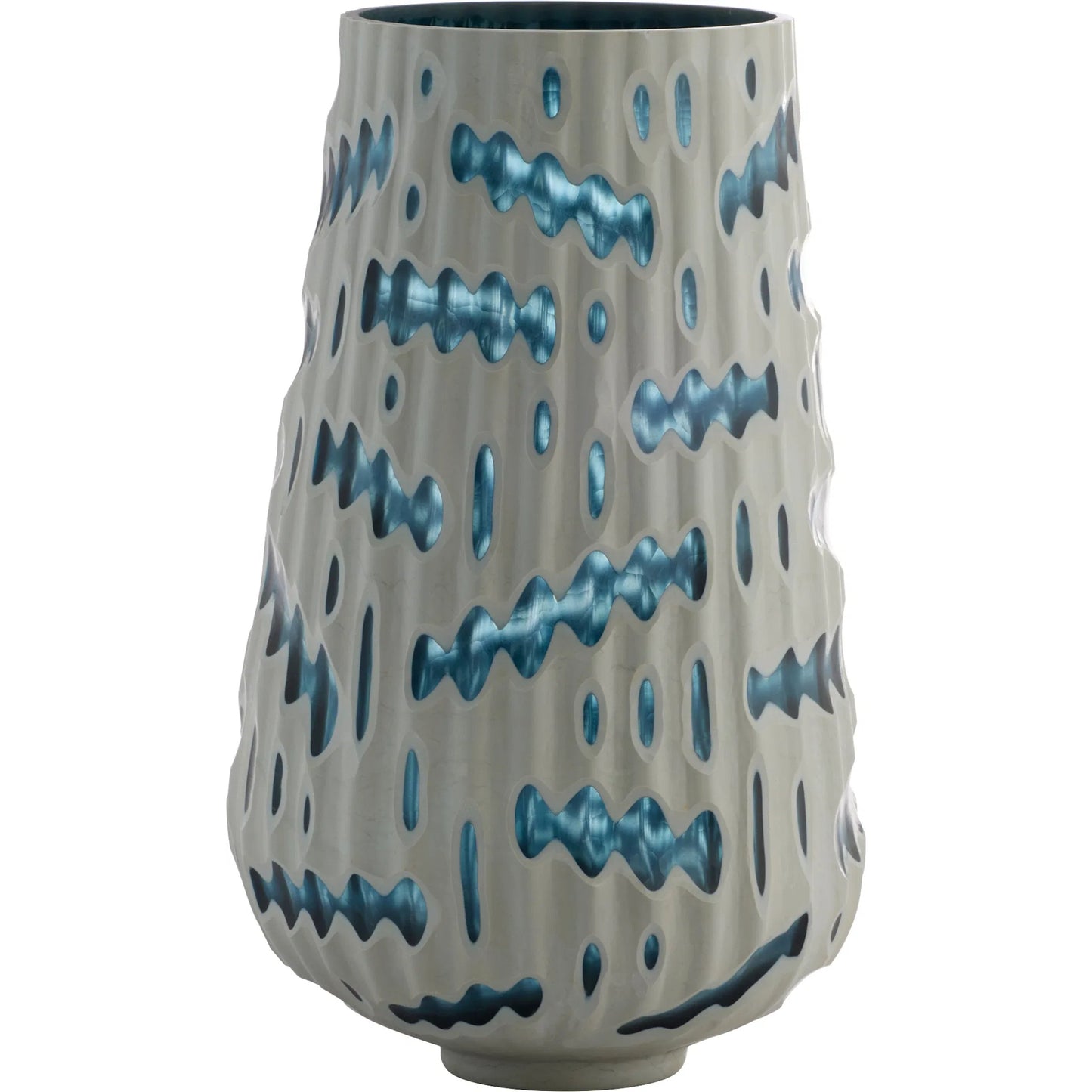 001 SI-2445043 | Primary Silo | Strata Vase by Cyan Design in white, blue. Made from cased glass in a eclectic & global style.