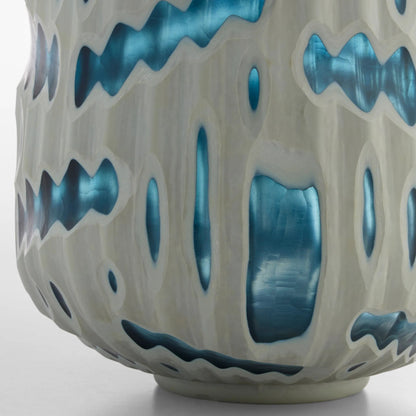 Strata Vase by Cyan Design in white, blue. Made from cased glass in a eclectic & global style.