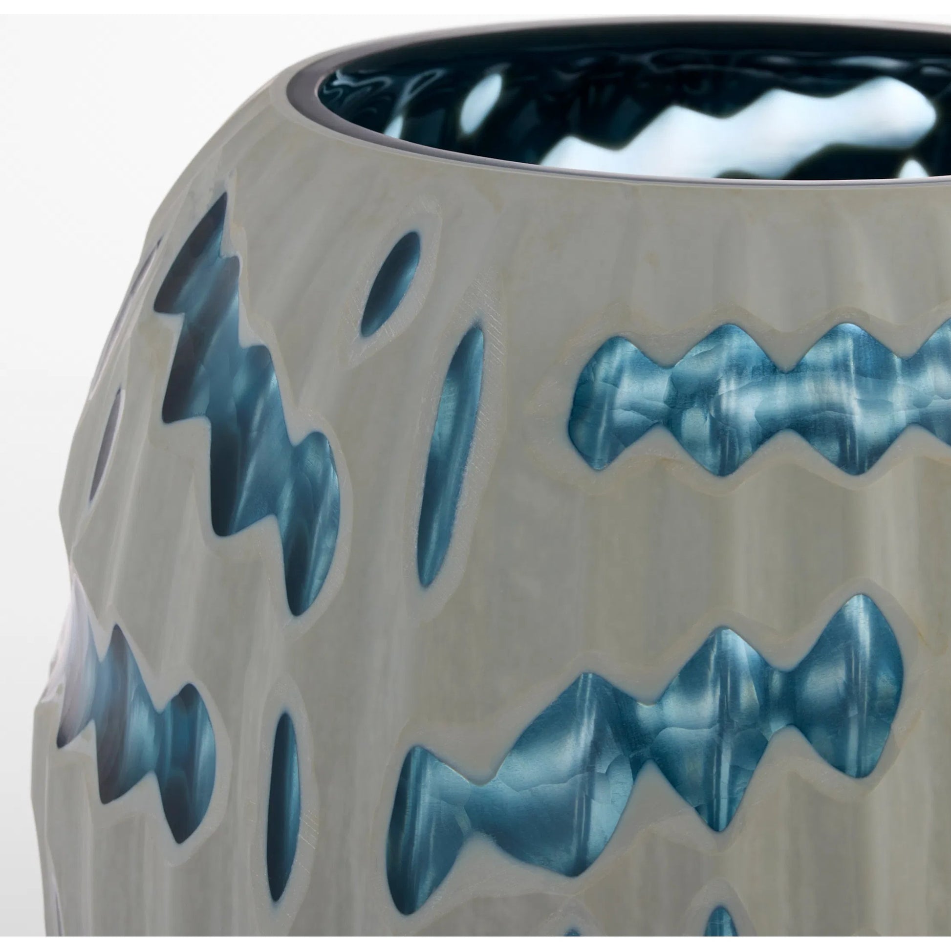 Strata Vase by Cyan Design in white, blue. Made from cased glass in a eclectic & global style.