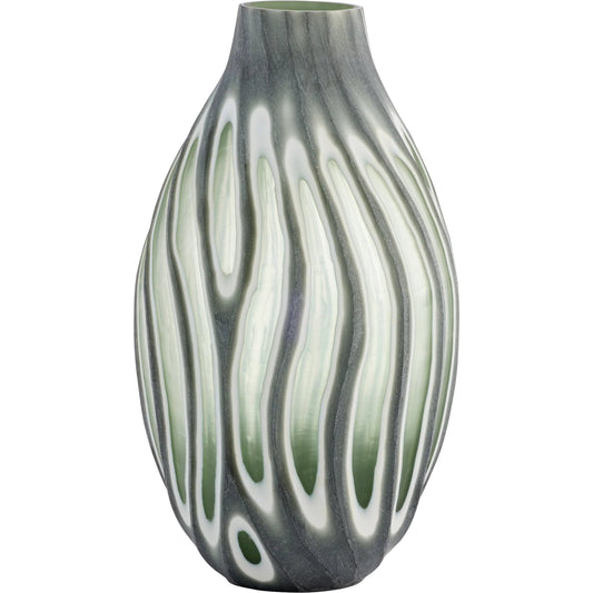Kombu Vase by Cyan Design in green. Made from cased glass in a unique style.