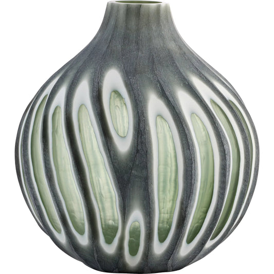 Kombu Vase by Cyan Design in green. Made from cased glass in a unique style.