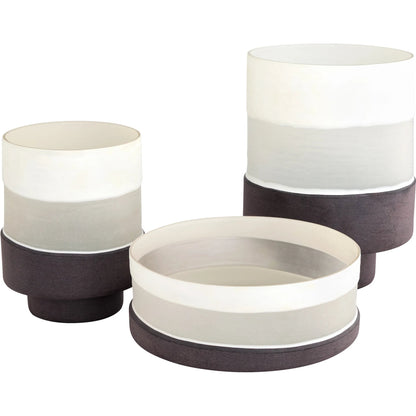 Mesa Vase by Cyan Design in cream, black. Made from cased glass in a modern style.