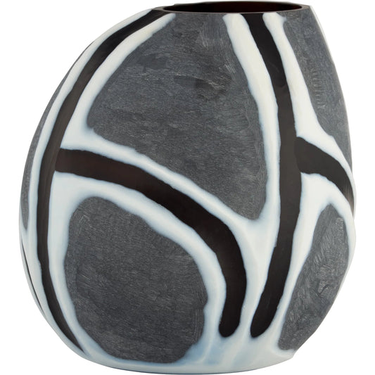 Calle Vase by Cyan Design in black, white, grey. Made from cased glass in a unique style.