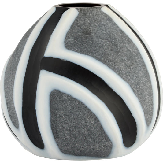 Calle Vase by Cyan Design in black, white, grey. Made from cased glass in a unique style.