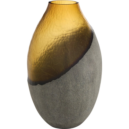Geode Vase by Cyan Design in amber, stone grey. Made from etched cased glass in a unique style.