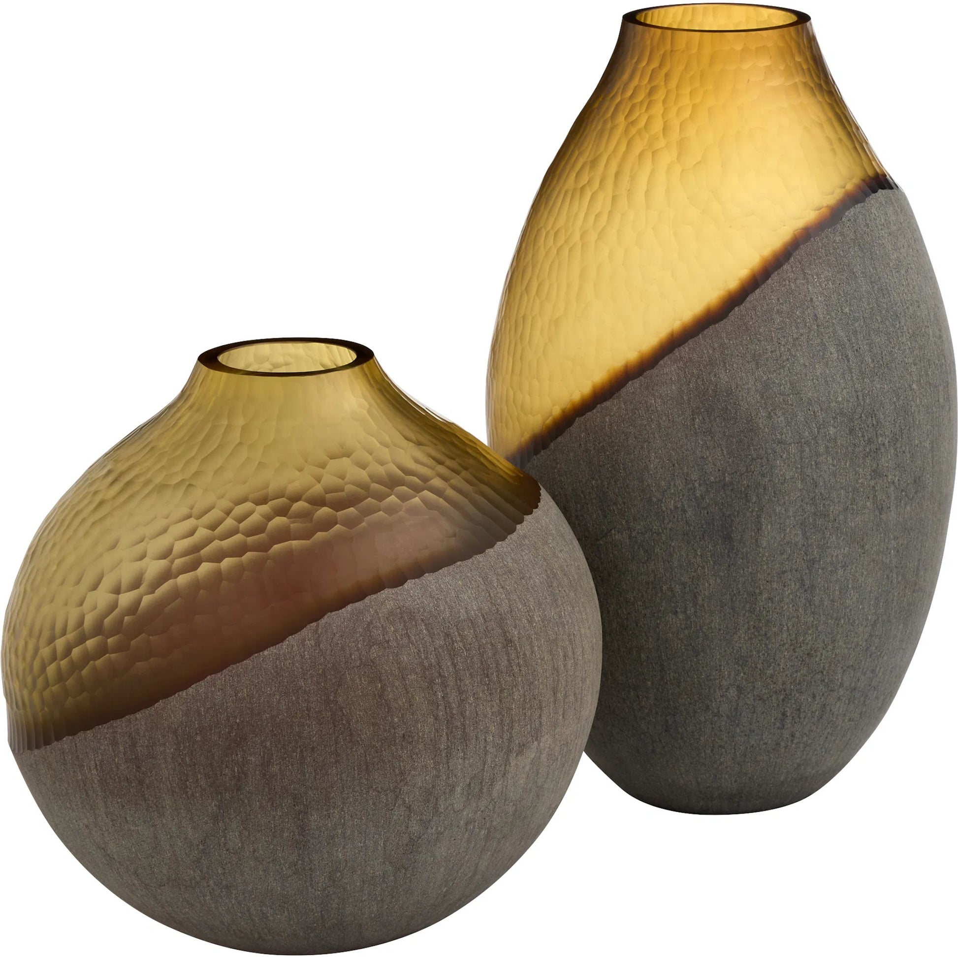 Geode Vase by Cyan Design in amber, stone grey. Made from etched cased glass in a eclectic & global style.