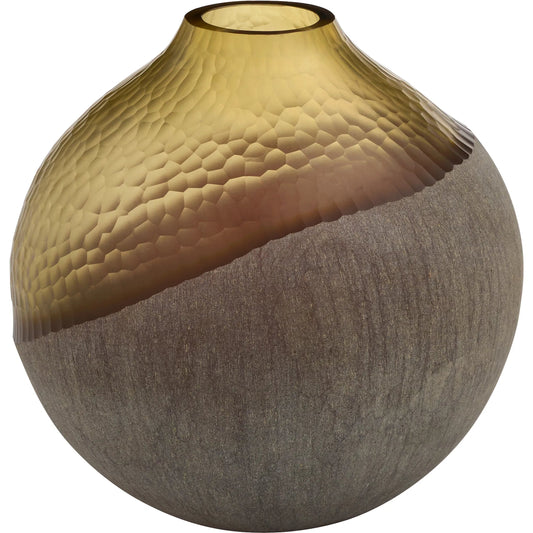 Geode Vase by Cyan Design in amber, stone grey. Made from etched cased glass in a unique style.