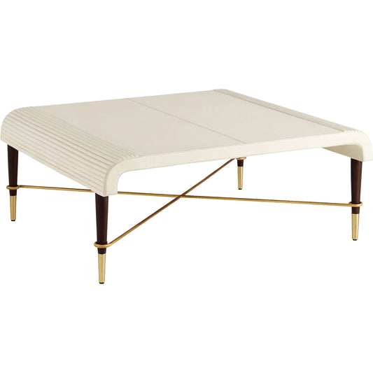 Channel Cocktail Table by Cyan Design in off white, walnut. Made from leather, mdf, brass in a unique style.