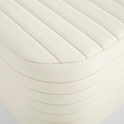 Channel Ottoman by Cyan Design in off white. Made from leather, foam, mdf in a transitional style.