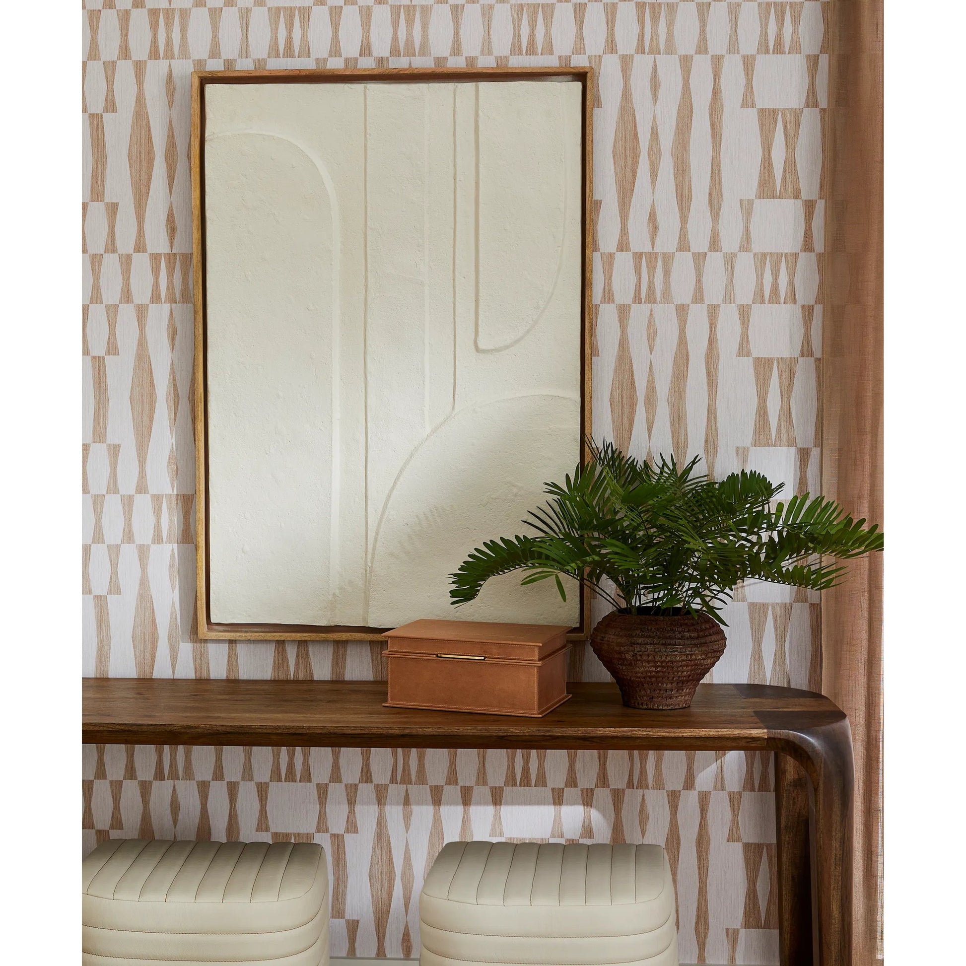 Channel Ottoman by Cyan Design in off white. Made from leather, foam, mdf in a transitional style.