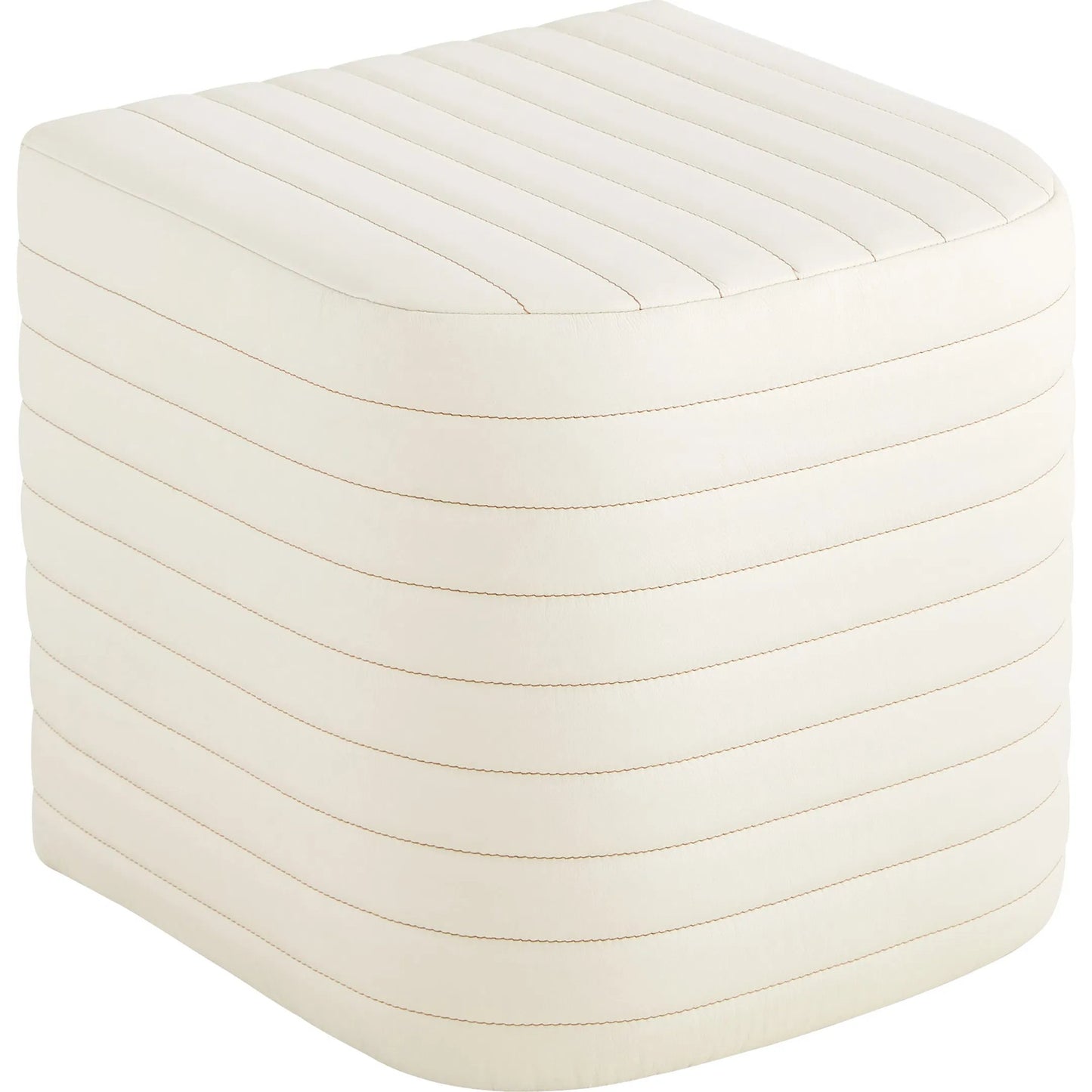 001 SI-2328576 | Primary Silo | Channel Ottoman by Cyan Design in off white. Made from leather, foam, mdf in a transitional style.