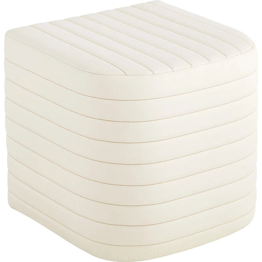 Channel Ottoman by Cyan Design in off white. Made from leather, foam, mdf in a unique style.